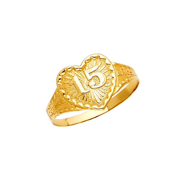 Quince Anos with CZ Ring - 14k Yellow Gold