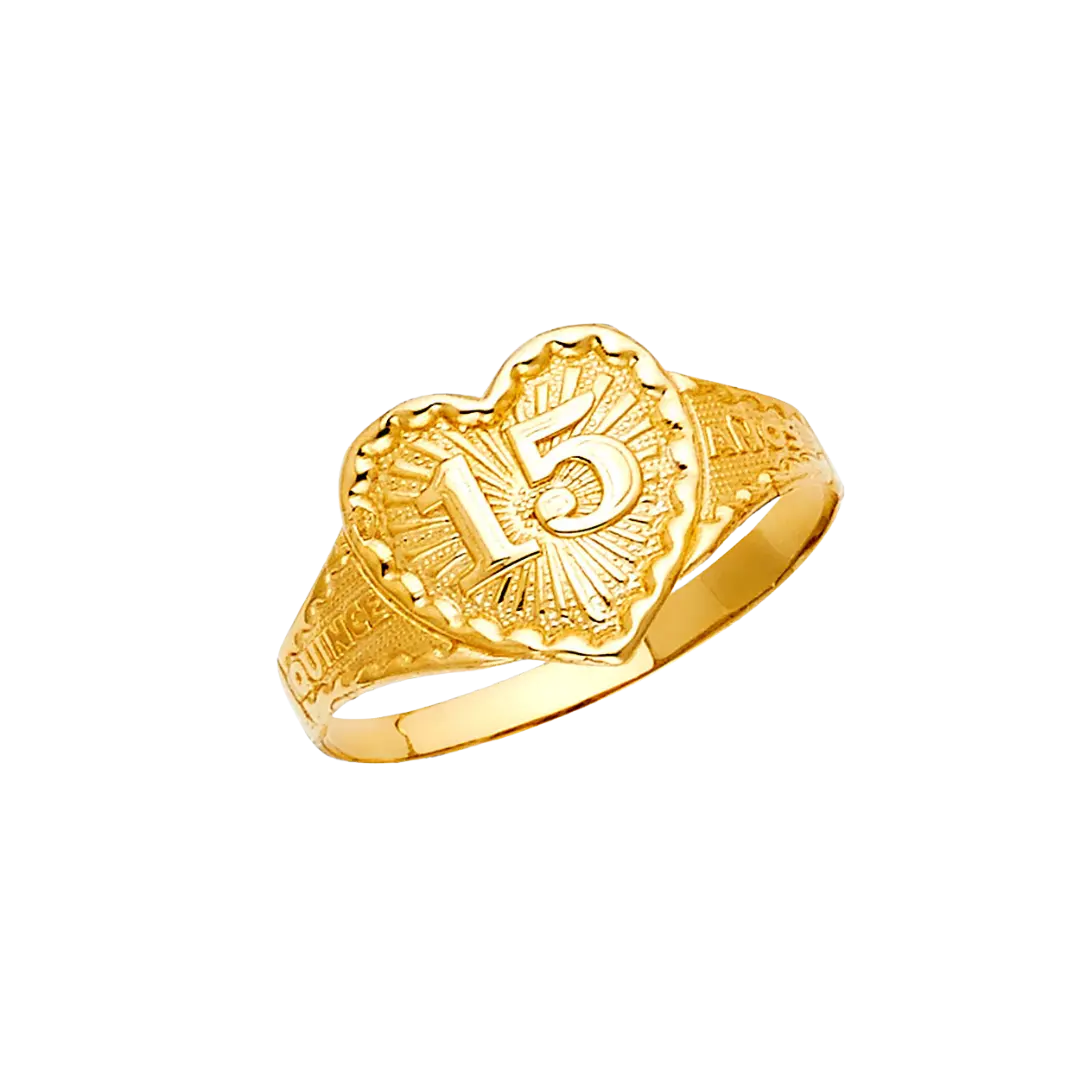 Quince Anos with CZ Ring - 14k Yellow Gold