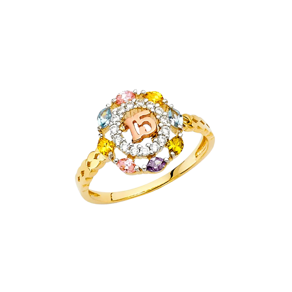 Quince Anos with CZ Ring - 14k Two Tone Gold