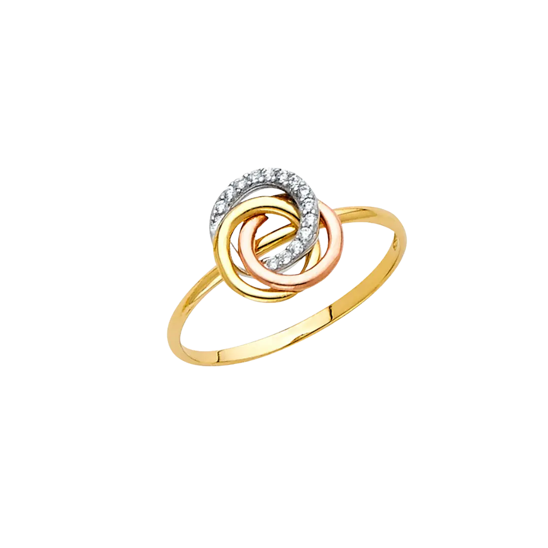 Fancy CZ Ring - 14k Tri Color Gold