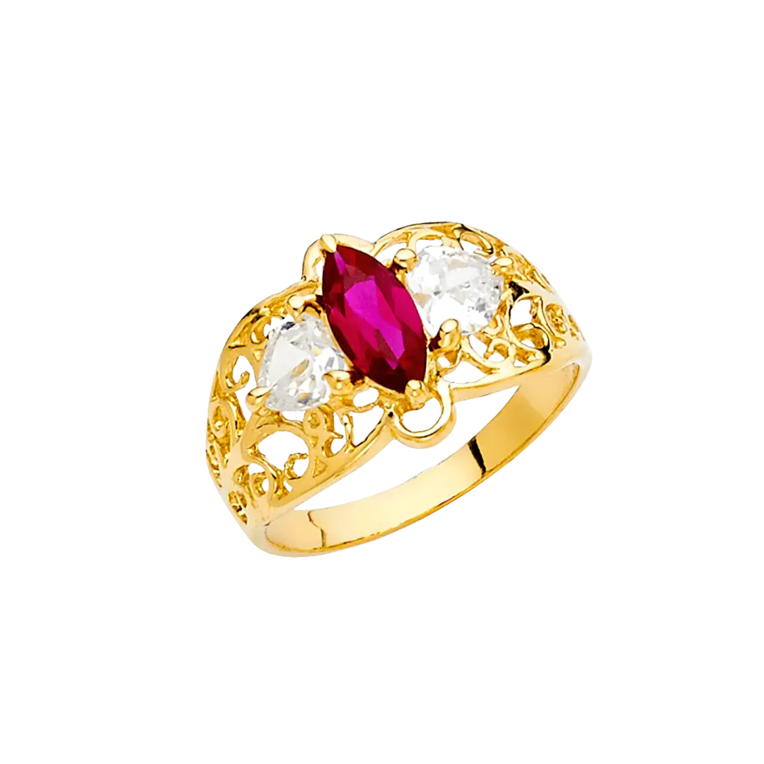 Fancy CZ Ring - 14k Yellow Gold