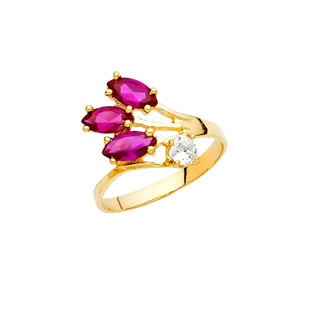 Fancy CZ Ring - 14k Yellow Gold