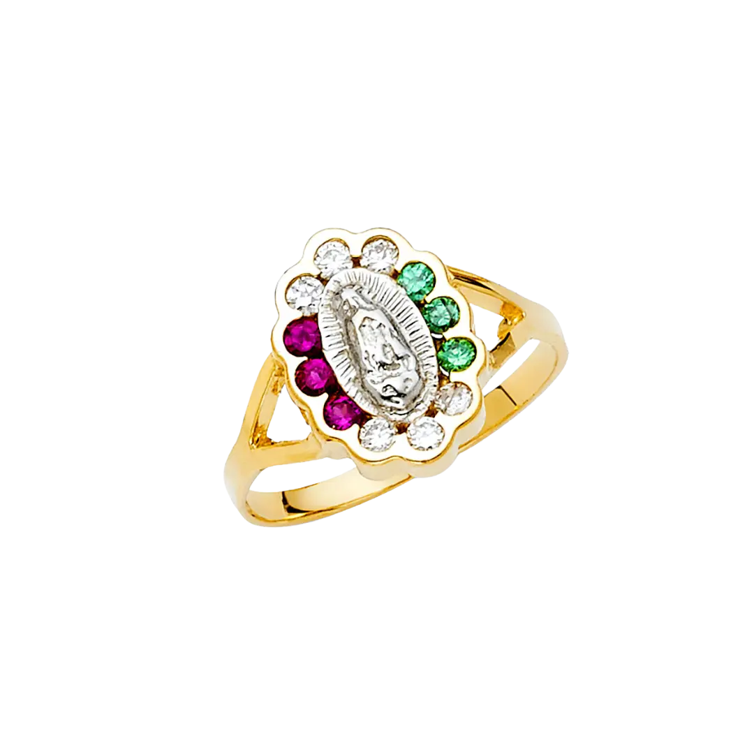 Guadalupe with CZ Ring - 14k Yellow Gold