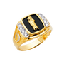 Onyx San Judas Men's Ring - 14k Yellow Gold