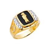 Onyx San Judas Men's Ring - 14k Yellow Gold