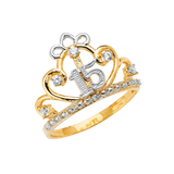 Quince Anos Crown with CZ Ring - 14k Two Tone Gold