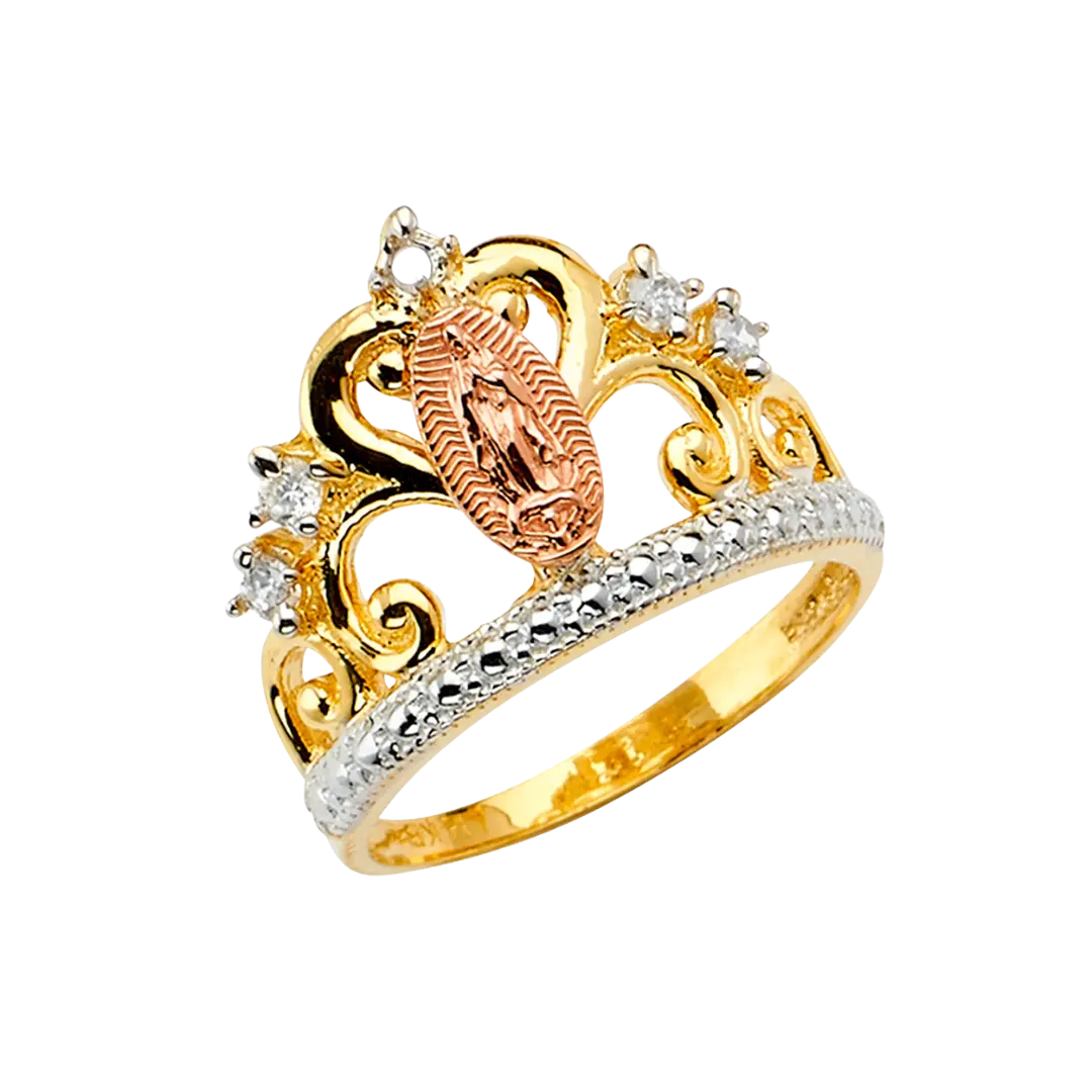 Guadalupe Crown Ring - 14k Tri Color Gold