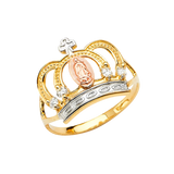 Guadalupe Crown with CZ Ring - 14k Tri Color Gold