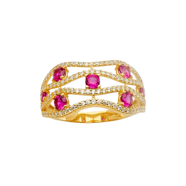 Multi Line MP CZ Ring - 14k Yellow Gold