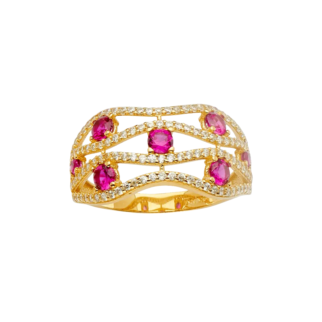 Multi Line MP CZ Ring - 14k Yellow Gold