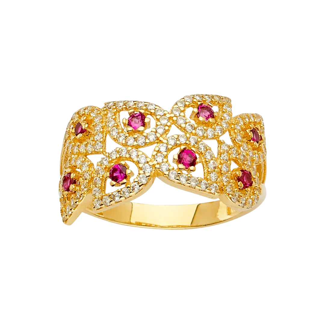 Multi Line MP CZ Ring - 14k Yellow Gold