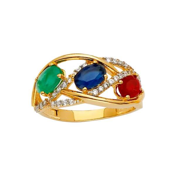 Color Gem Stone Ring - 14k Yellow Gold