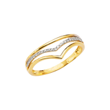 3 Line Fancy CZ Ring - 14k Two Tone Gold