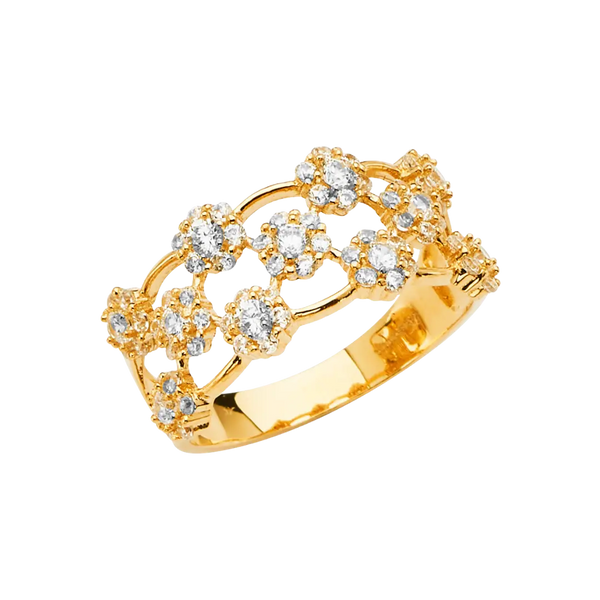 Fancy CZ Band Ring - 14k Yellow Gold