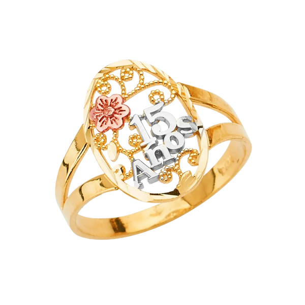 Quince Anos Ring - 14k Tri Color Gold