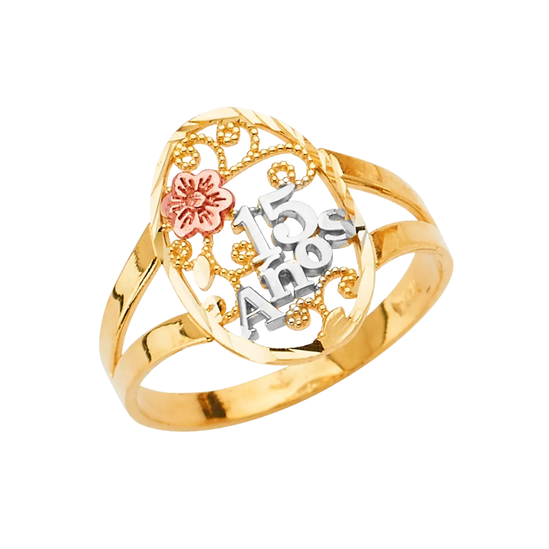 Quince Anos Ring - 14k Tri Color Gold