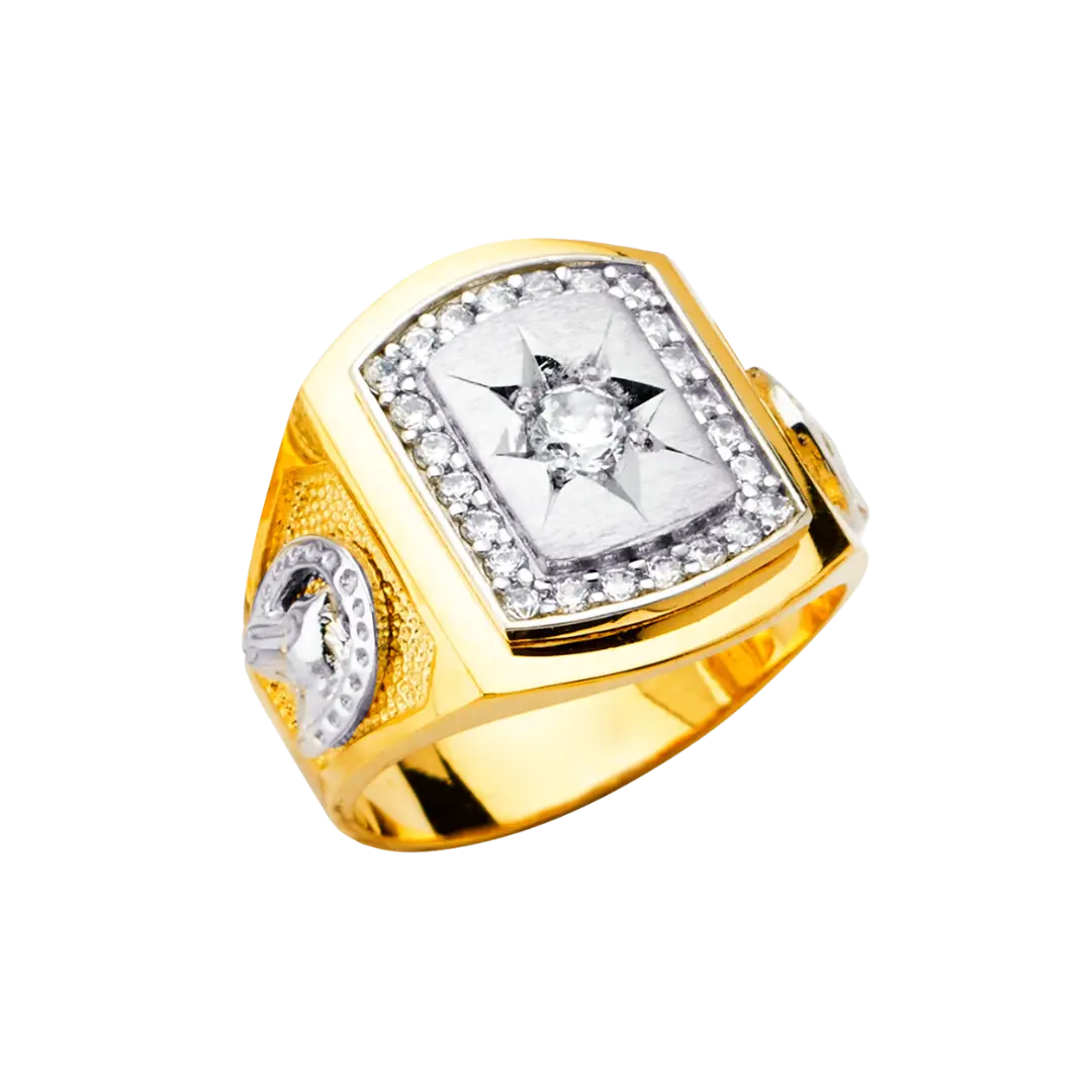 Men's CZ Ring - 14k Two Tone Gold