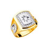 Men's CZ Ring - 14k Two Tone Gold