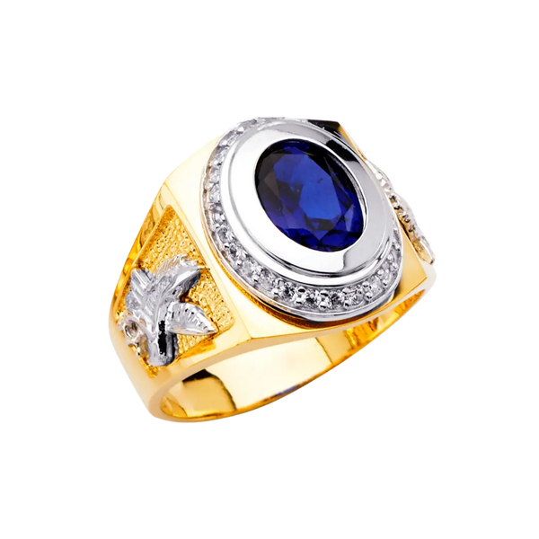 Men's CZ Ring - 14k Two Tone Gold