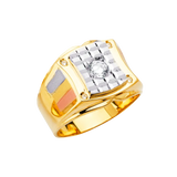 Men's CZ Ring - 14k Tri Color Gold