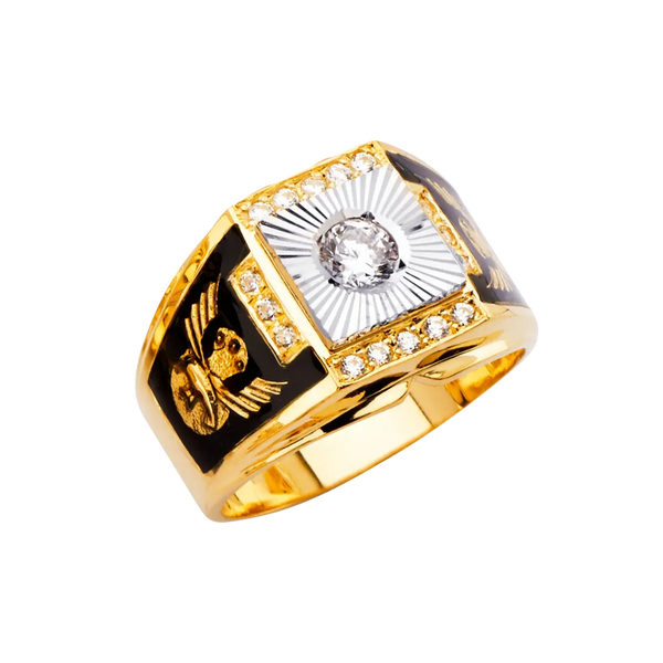 Men's CZ Ring - 14k Two Tone Gold