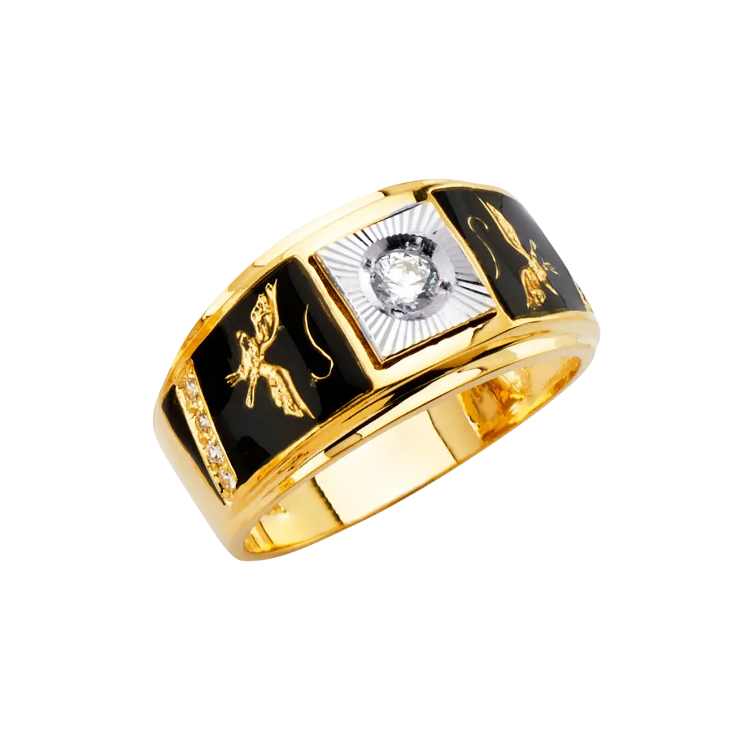 Men's CZ Ring - 14k Tri Color Gold