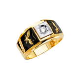 Men's CZ Ring - 14k Tri Color Gold