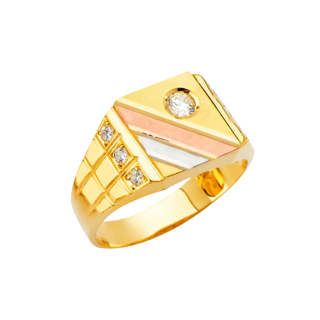 Men's Fashion Ring - 14k Tri Color Gold