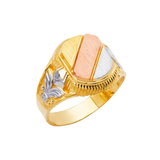 Men's Fashion Ring - 14k Tri Color Gold