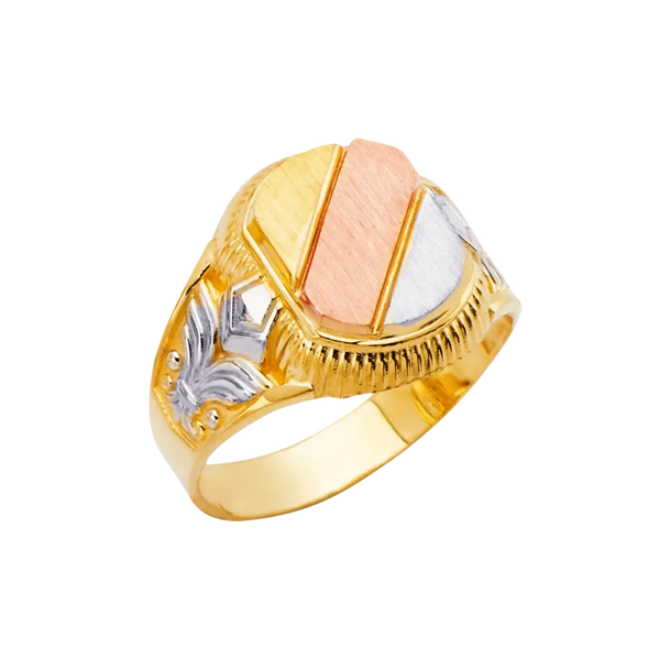 Men's Fashion Ring - 14k Tri Color Gold