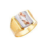 San Judas Men's Ring - 14k Tri Color Gold