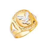 Men's Eagle with CZ Ring - 14k Two Tone Gold