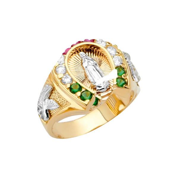 Guadalupe Men's CZ Ring - 14k Tri Color Gold