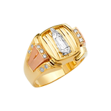 Guadalupe Men's CZ Ring - 14k Tri Color Gold