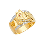 Horse Head Men's Ring - 14k Tri Color Gold