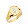 Round Men's Ring with Masonic Symbol - 14k Two Tone Gold