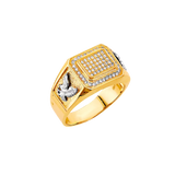 Men's Signet with CZ Ring - 14k Two Tone Gold