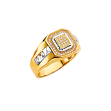 Men's Signet with CZ Ring - 14k Two Tone Gold