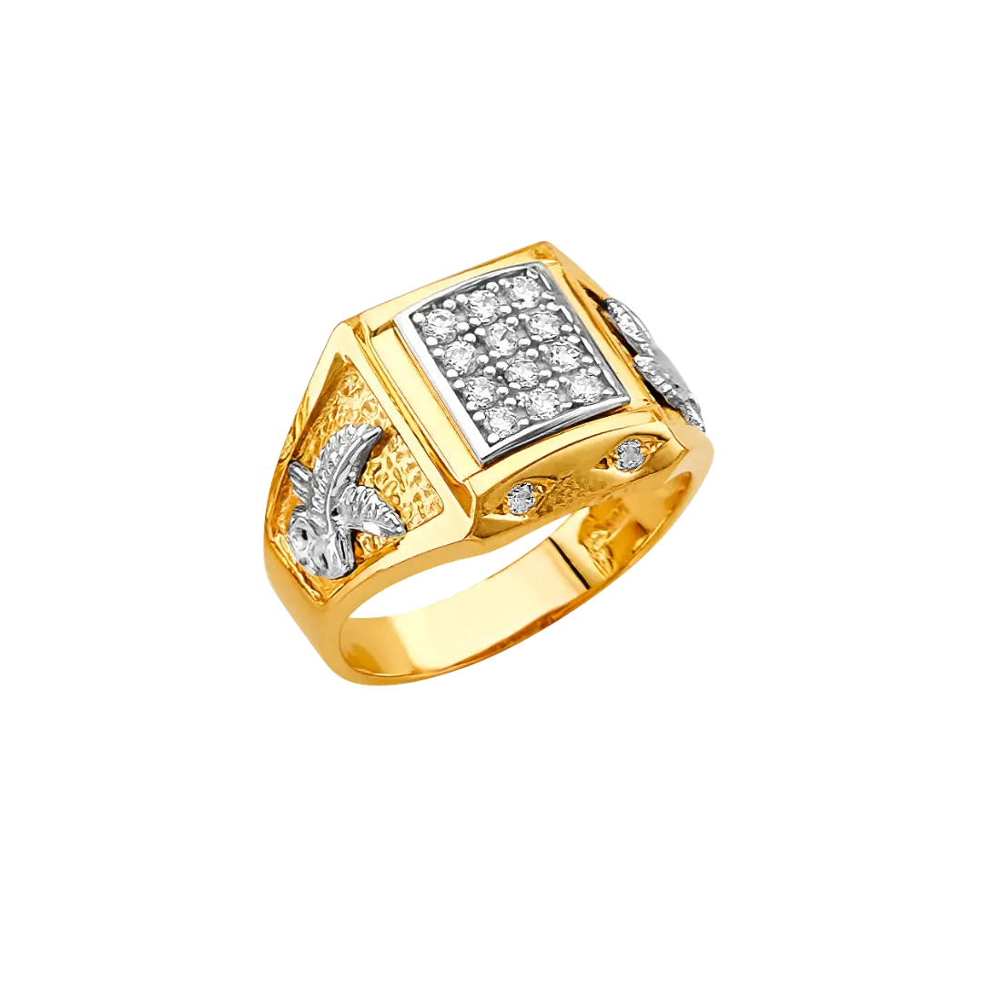 Men's CZ Ring - 14k Two Tone Gold