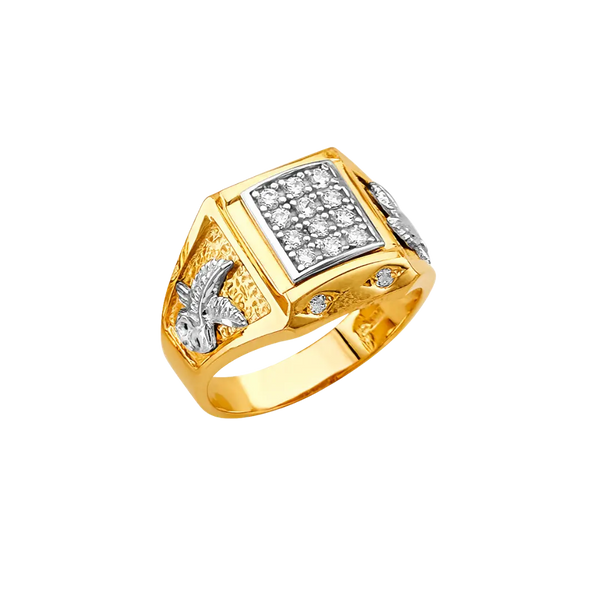 Men's CZ Ring - 14k Two Tone Gold