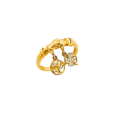 Hanging CZ Charm Ring - 14k Yellow Gold