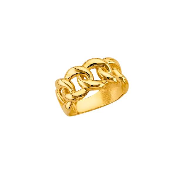 CZ Link Style Ring - 14k Yellow Gold