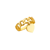 Hanging Heart Link Style Ring - 14k Yellow Gold