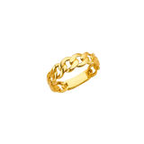 CZ Link Style Ring - 14k Yellow Gold