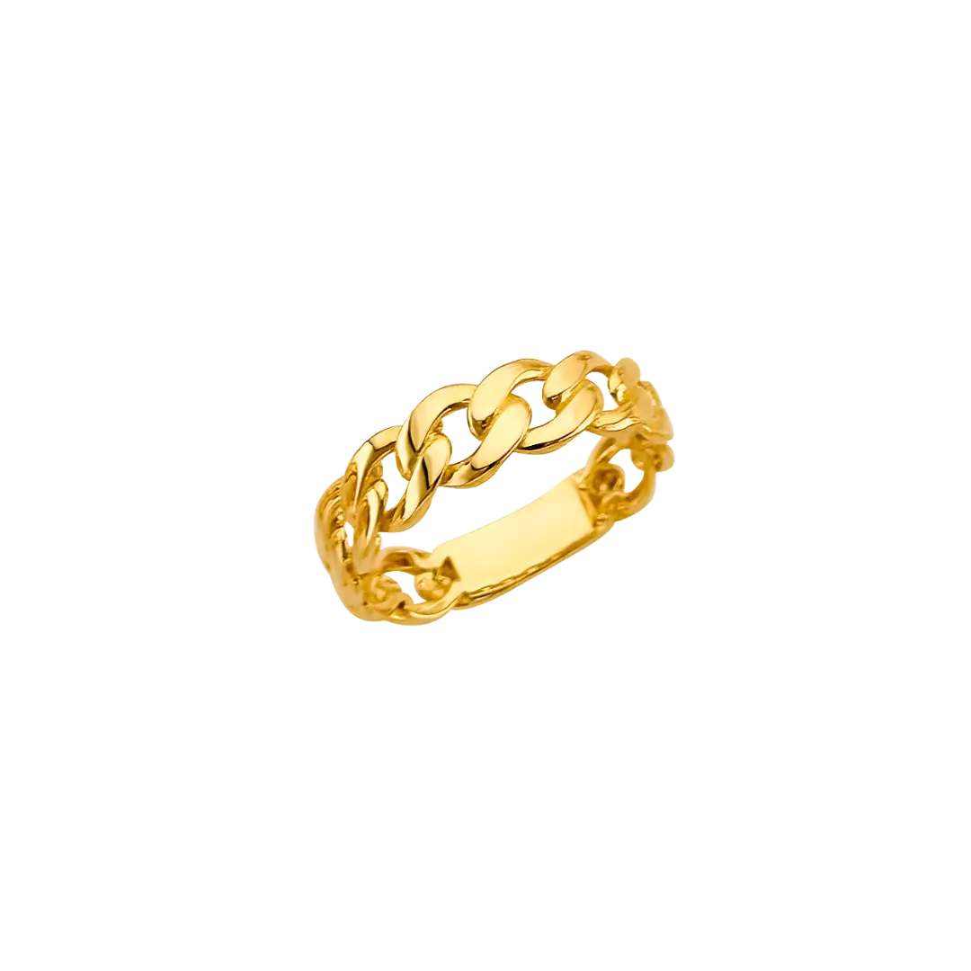 CZ Link Style Ring - 14k Yellow Gold