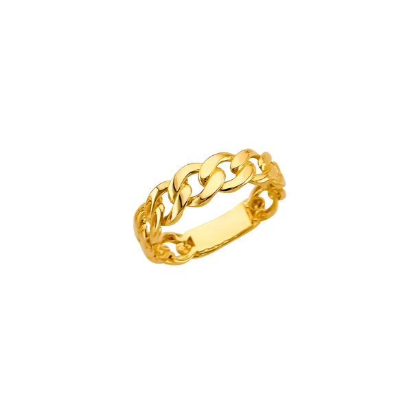 CZ Link Style Ring - 14k Yellow Gold