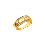 Zipper Design with CZ Ring - 14k Yellow Gold