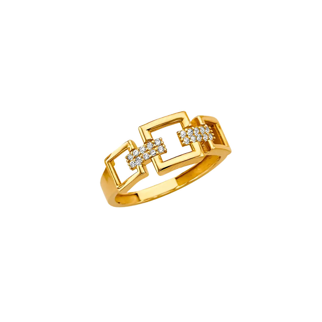 Fancy CZ Ring - 14k Yellow Gold