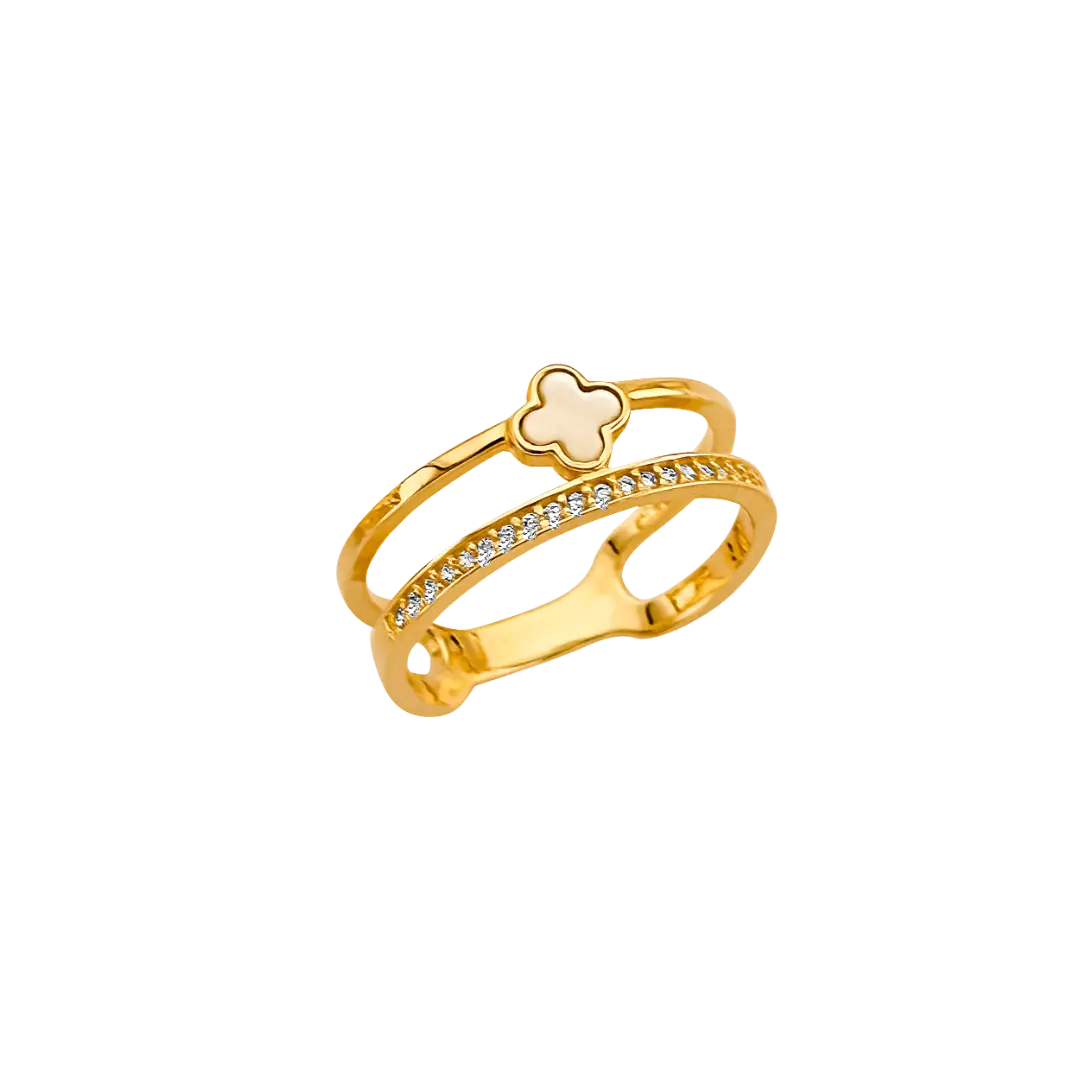 2 Line Fancy Ring - 14k Yellow Gold