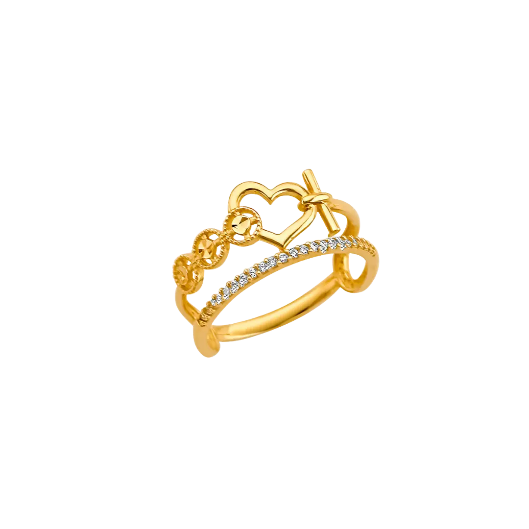 2 Line Fancy Ring - 14k Yellow Gold